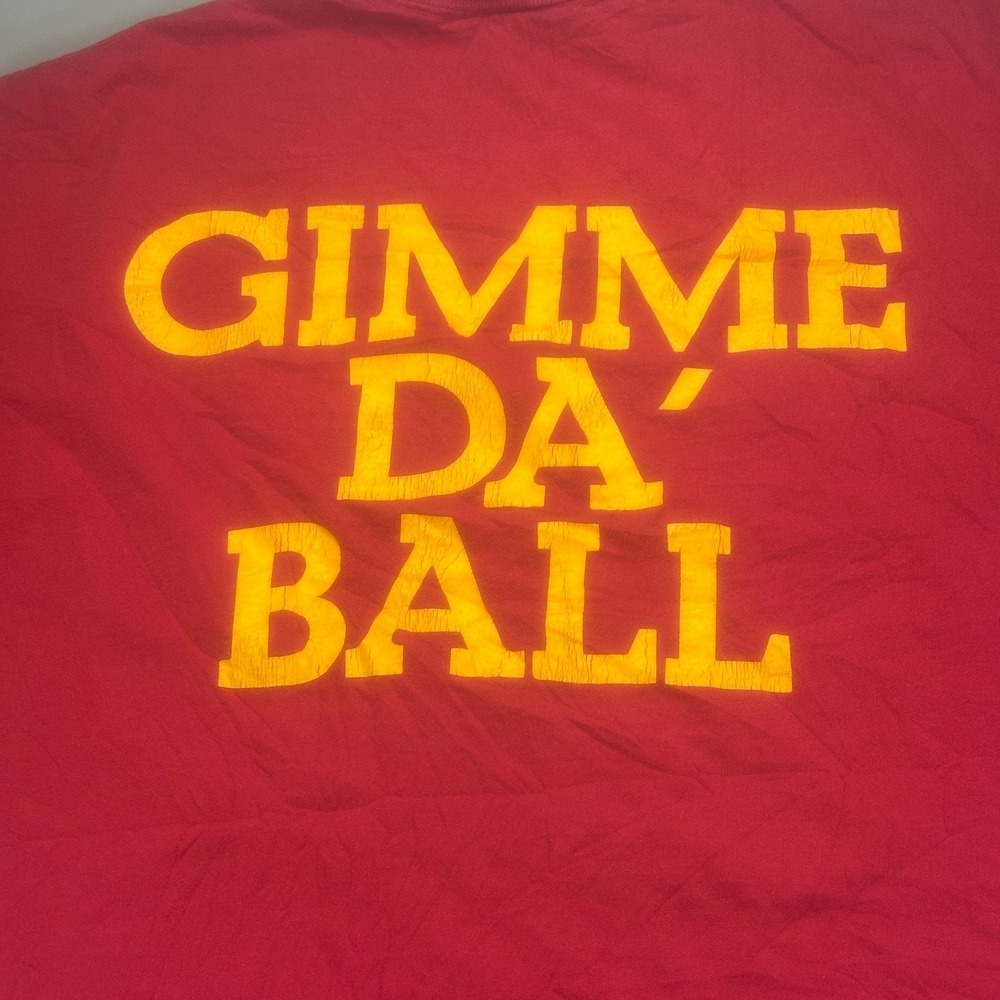 Vintage 90s Jerzees Mud Bowl Gimme Da Ball Graphic Tee XXL Red Single Stitch USA - Picture 4 of 9